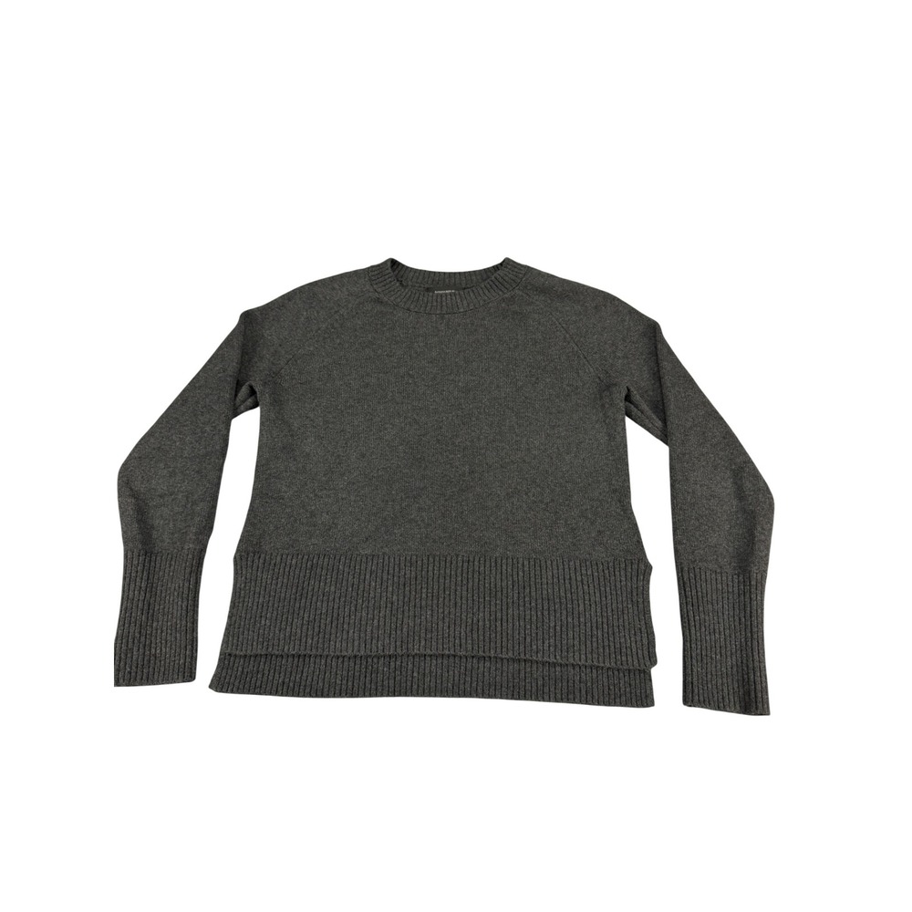 Banana Republic Gray Ribbed Layered Hem Crewneck Sweater Small Raglan Sleeve